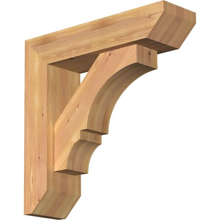 Ekena Millwork Balboa Slat Smooth Bracket w/ Offset Brace, Western Red Cedar, 5 1/2"W x 20"D x 20"H BKT0604X20X20BOA06SWR